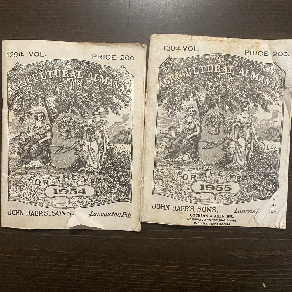 10 Antique Agricultural‎ Almanacs farm 1950-1959 John Baer's Sons Lancaster